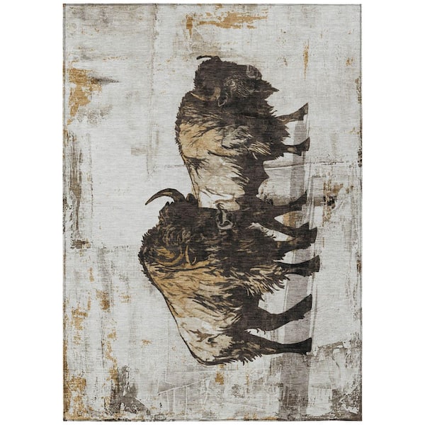 Addison Rugs Chantille Machine Washable Indoor/Outdoor Abstract ACN2245 Putty 9 ft. x 12 ft. Area Rug