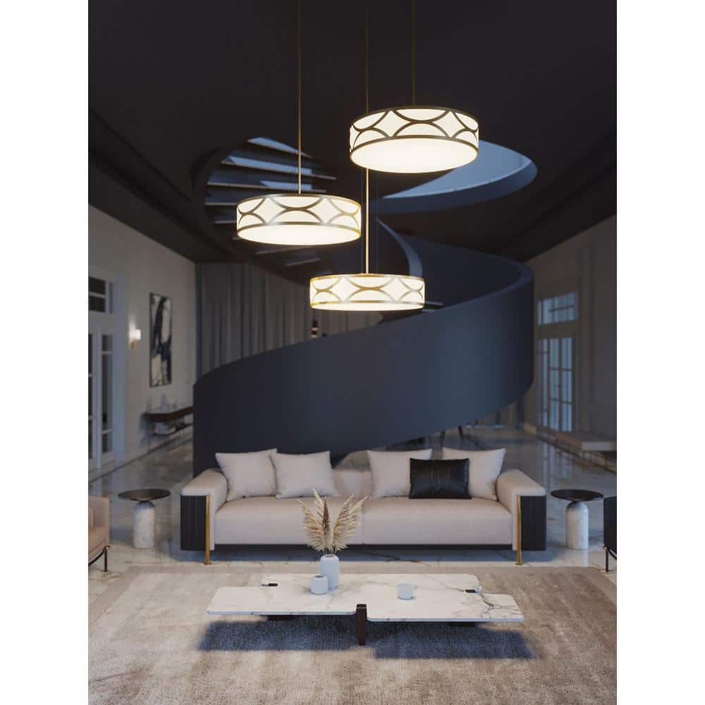 Gold Aluminum Drum Pendant Light with LED and Incandescent Options