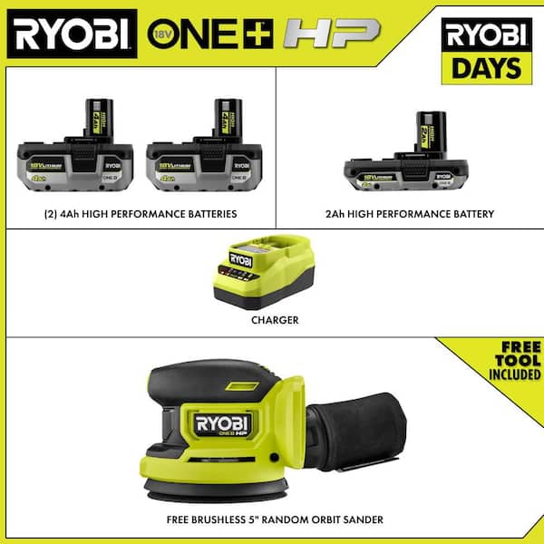 ONE+ HP 18V Brushless Cordless 5in ROS Kit w/3 Batteries