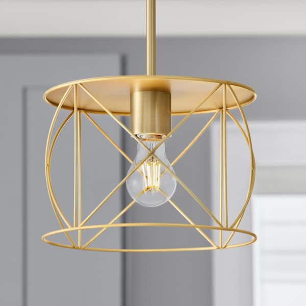 6.89 in. Yellow Metal Trellis Drum Pendant Shade with 2.25 in. Lip Fitter