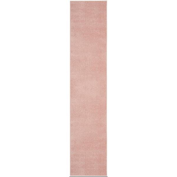 Nourison Essentials 2 ft. x 16 ft. Pink Solid Contemporary Kitchen Runner Indoor/Outdoor Area Rug