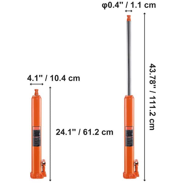 Hydraulic Long Ram Jack, 4 Ton Weight Capacity Engine Hoist Cylinder with Single Piston Pump And Flat Base