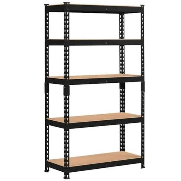 PRIMEPLUS 5-Tier Heavy Duty Steel Garage Storage Shelving Unit Pot Rack in Black (12 in. W x 27.5 in. D x 60 in. H)