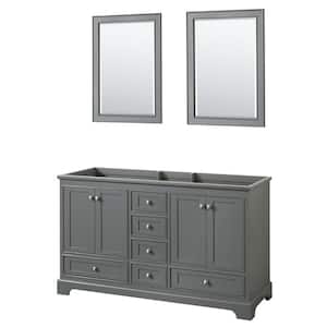 Deborah 59.25 in. W x 21.5 in. D Vanity Cabinet with 24 in. Mirrors in Dark Gray