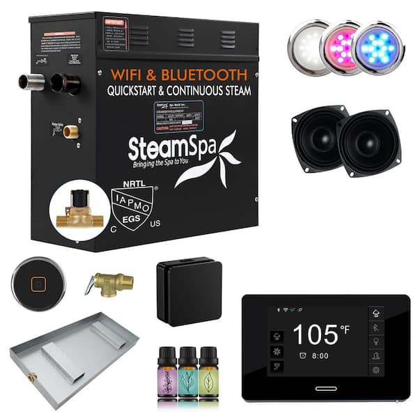 Black Series 4500-Watt Steam Generator with Advanced Touch Screen, , BLUETOOTH WIFI, andAuto Drain in Matte Black