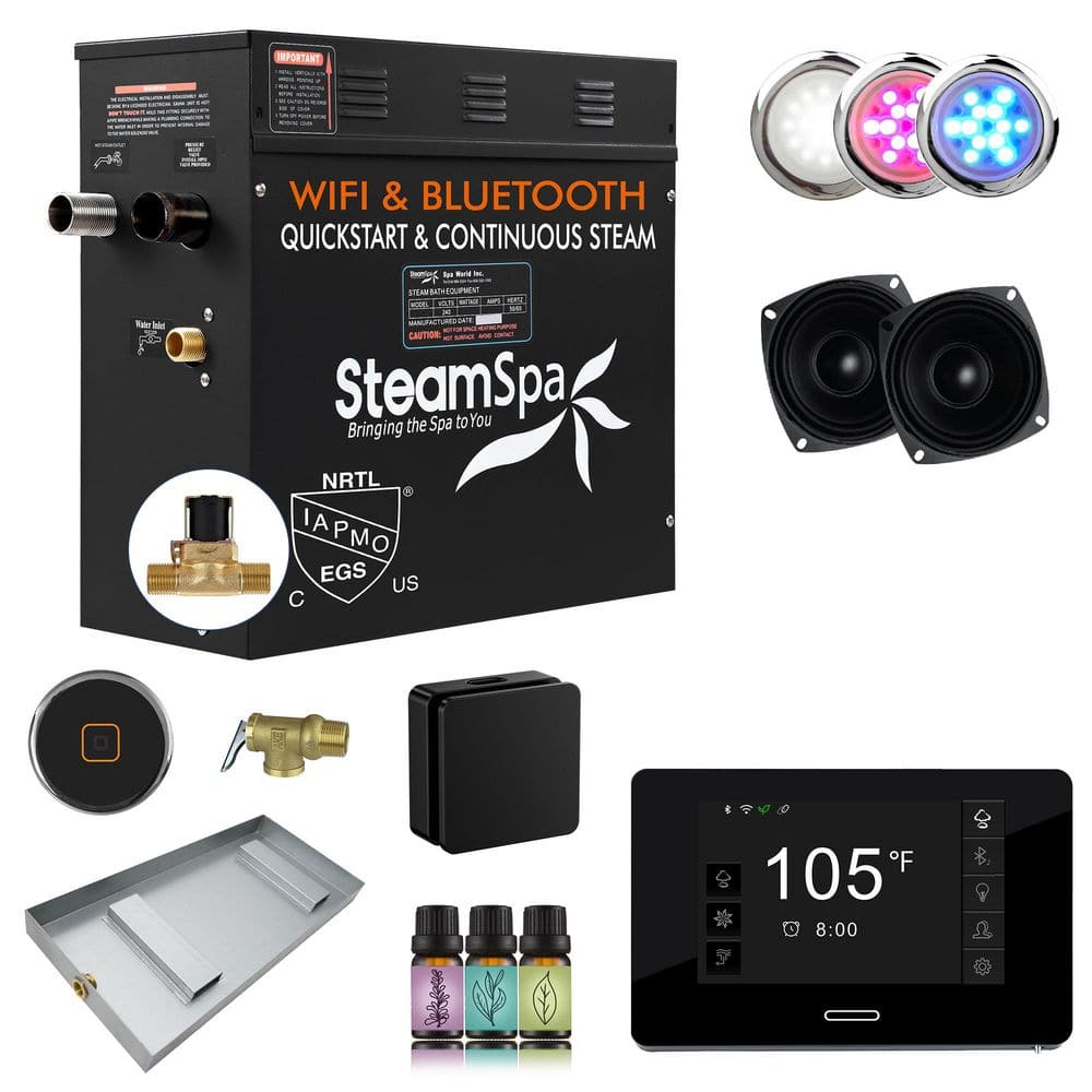SteamSpa Black Series 7.5KW Steam Bath Generator with Advanced Touch ...
