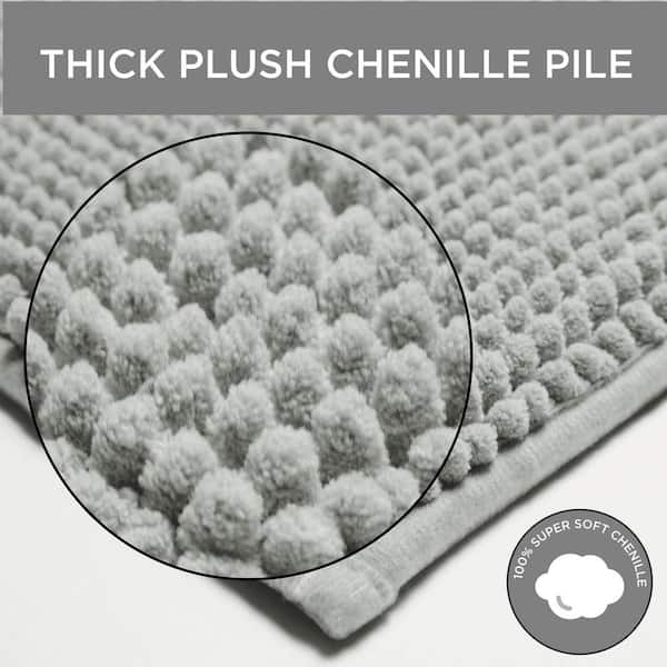 17x24 Chunky Chenille Memory Foam Bath Rug Dark Gray - Room Essentials™