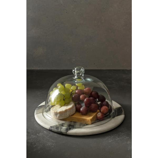 GAURI KOHLI Somerset Marble Cheese.Plate with Glass Cloche