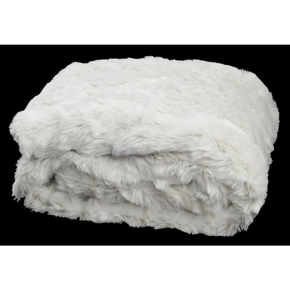 Snow White Faux Fur Reversible Throw Blanket
