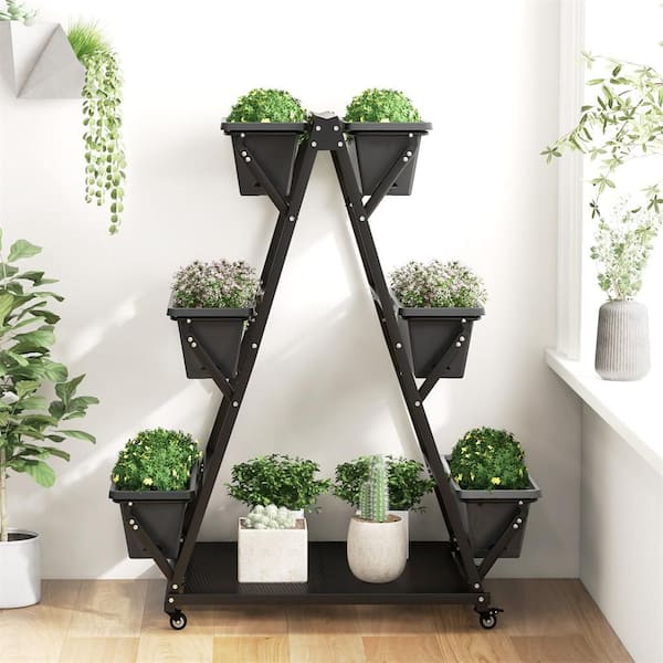 HONEY JOY Metal Black Raised Garden Bed Planter Stand Elevated
