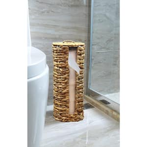 Wicker Water Hyacinth Tall Toilet Tissue Paper Holder for 4 Wide Rolls