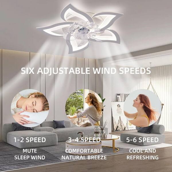 27 in. Smart Indoor White Modern Ceiling Fan with White Acrylic Integrated  LED with Remote, APP Control Included hu - The Home Depot