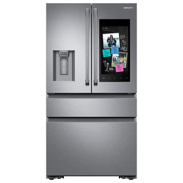 Samsung 22.2 cu. Ft. Family Hub 4-Door French Door Polygon Handle Smart Refrigerator in Stainless Steel, Counter Depth