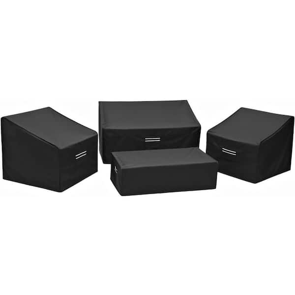 Large Black Patio Furniture Cover Set Water Proof Heavy Duty