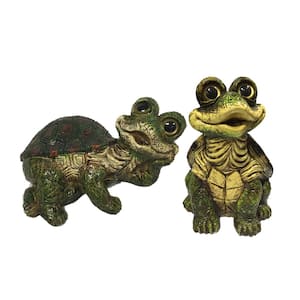Small Whimsical Turtle 2-Piece Assortment (1-Piece Each Standing and Lying) Home and Garden Figurine