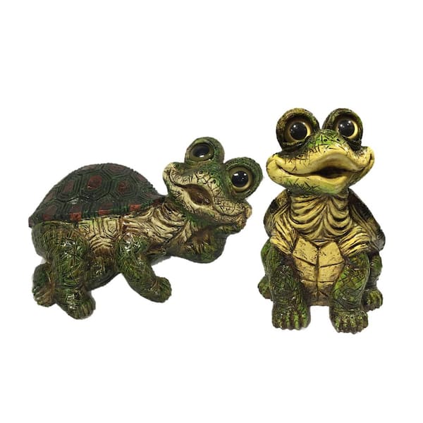 HOMESTYLES Large Whimsical Turtle 2-Piece Assortment (1-Piece Each Sitting and Lying) Home and Garden Statue