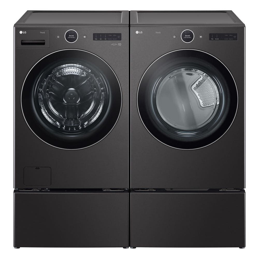 LG 5.0 cu. ft. Black Steel Smart Front Load Washer with Steam Setting