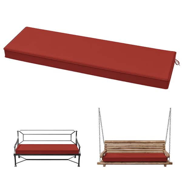 42 in. x 18 in. x 3.5 in. Rectangular Outdoor Porch Swing Bench Cushion Terra Red