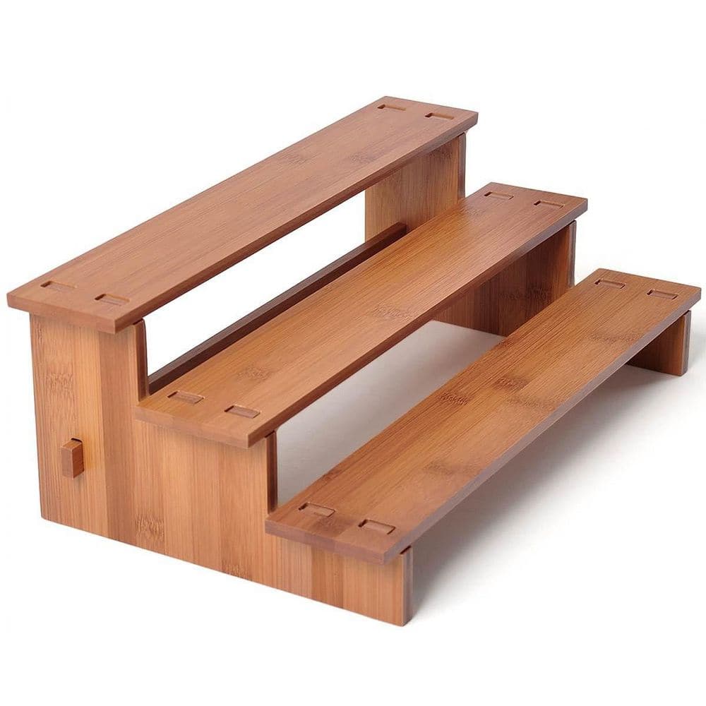 3 Shelf Dark Bamboo Cabinet Mount Spice Rack Organizer, Tiered Spice Shelf for Kitchen Cabinet or Countertop, 1 Piece price history on PriceWatchPro