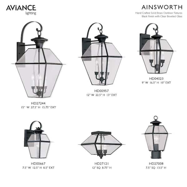 AVIANCE LIGHTING Ainsworth 14 in. 1-Light Black Cast Brass
