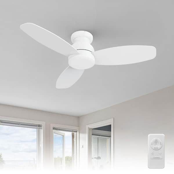 Osborn 48 in. Indoor White 10-Speed DC Motor Flush Mount Standard Ceiling Fan with Remote Control without Light