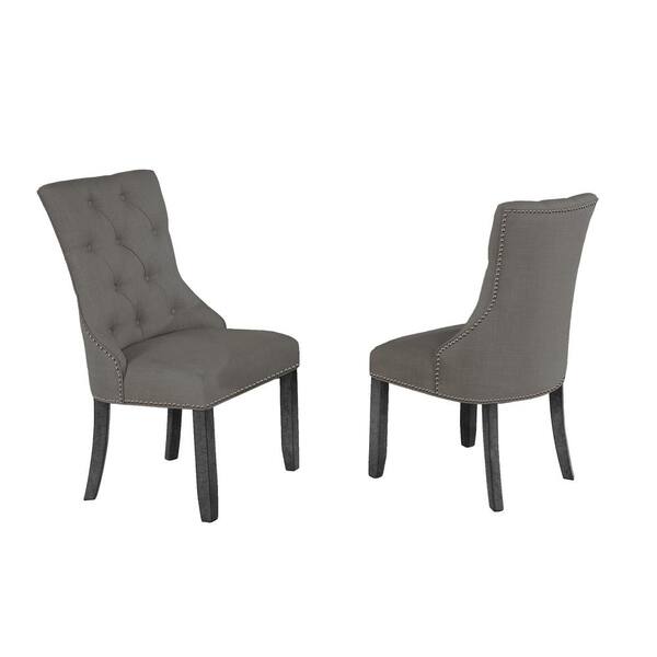 Best Quality Furniture Jade 1-Piece Gray Linen Fabric Dining Chairs