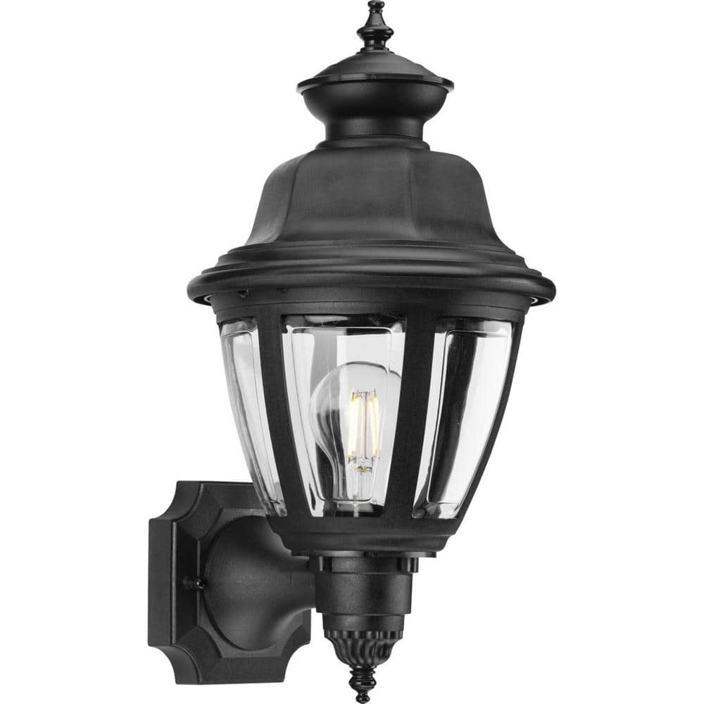 Black Porcelain 16" Outdoor Wall Lantern with Clear Acrylic Panels