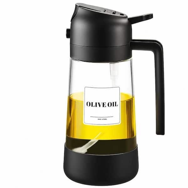 Oil Dispenser Bottle with Silicone Base, 2-in-1 Olive Oil Sprayer and Pourer, 17 oz, for Cooking and Kitchen Use