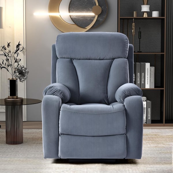 Light Blue Polyester Recliner Electric Power Lift Recliner with Side Pocket and Remote Control