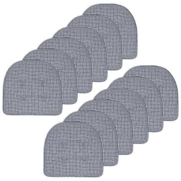 Sweet Home Collection Taupe, Pinstripe Memory Foam U-Shaped 17 in. x 16 in. Non-Slip Indoor/Outdoor Chair Seat Cushion (12-Pack)