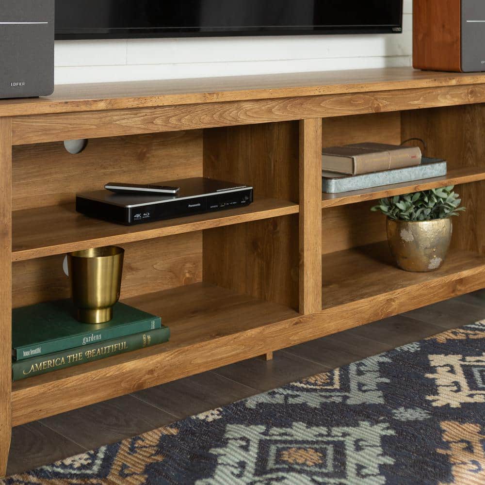 Classic Barnwood 58" Transitional TV Stand with Adjustable Shelving