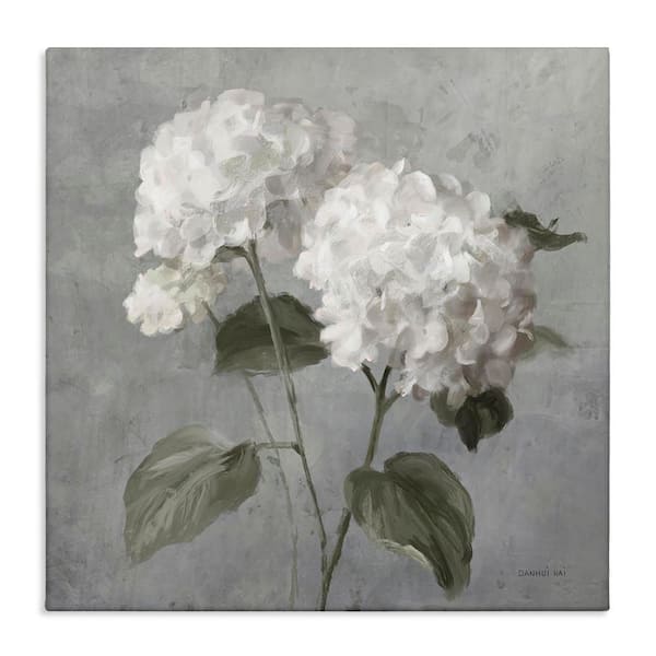 Stupell Industries White Hydrangeas Pair by Danhui Nai Unframed Nature Graphic Art Print 24 in. x 24 in.