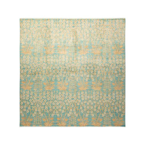 Solo Rugs Eclectic One of a Kind Contemporary Light Blue 8 ft. 2 in. x 8 ft. 3 in. Floral Area Rug