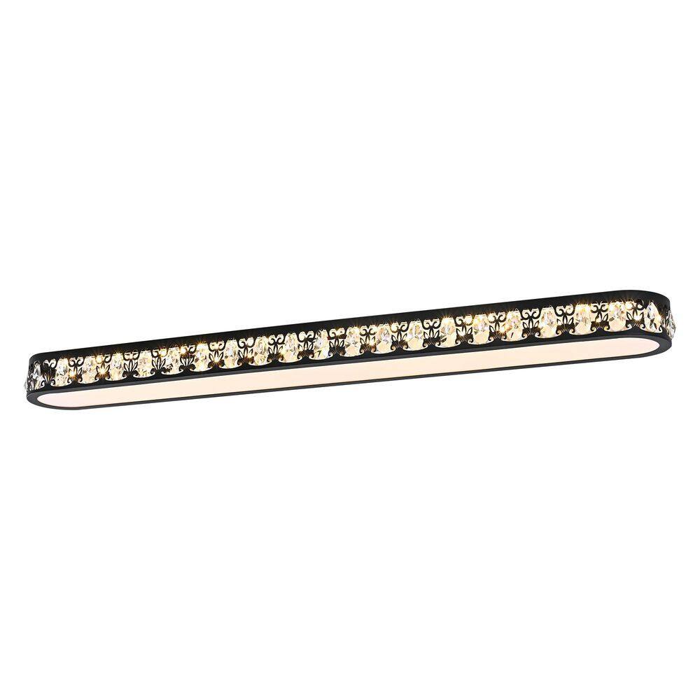 47.24 in. 35-Watt Black Modern Rectangle Dimmable Integrated LED Flush Mount with Crystal Shade and Remote Included price history on PriceWatchPro