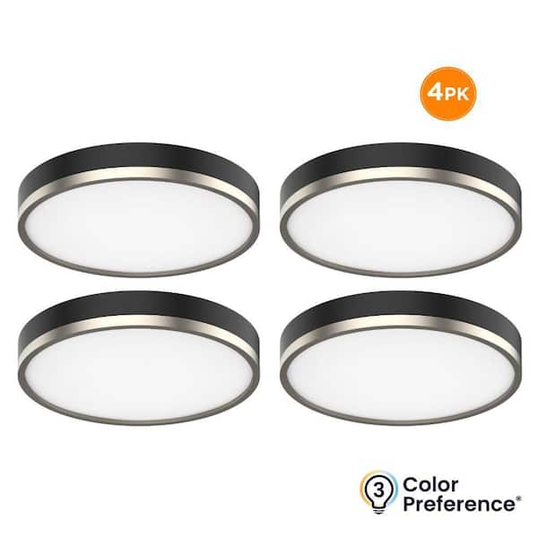 4-Pack GATSBY 13 in. LED Flush Mount Ceiling Light, 1800LM, 22W, Selectable 3000K 4000K 5000K, Black, Round, Art Deco