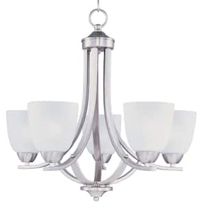 Axis 5-Light Satin Nickel Chandelier with Frosted Shade