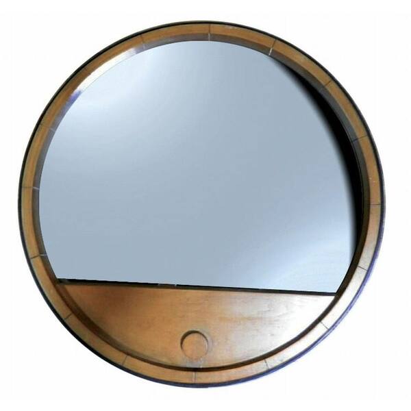 Unbranded Vino 28 in. L x 28 in. W Dia Light Oak Finish Round Wall Mirror