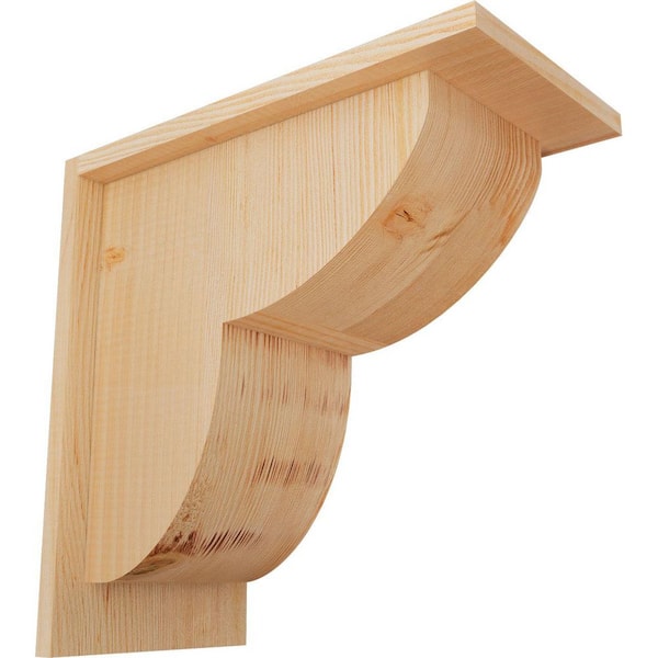 Ekena Millwork 7-1/2 in. x 14 in. x 14 in. Douglas Fir Crestline Smooth Corbel with Backplate