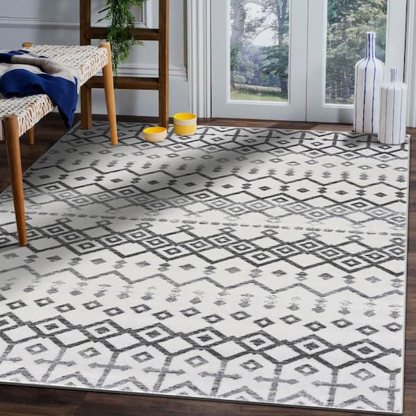 Laguna Cream/Gray 5 ft. x 7 ft. Trellis Indoor Area Rug