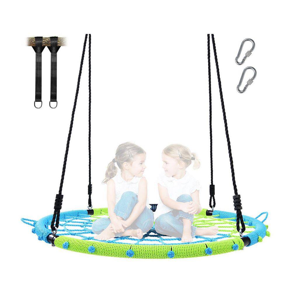 "Large 40"" Steel Frame Outdoor Swing Set with 2 Hanging Straps, Durable Net Circle Swing (Blue + Green)" price history on PriceWatchPro