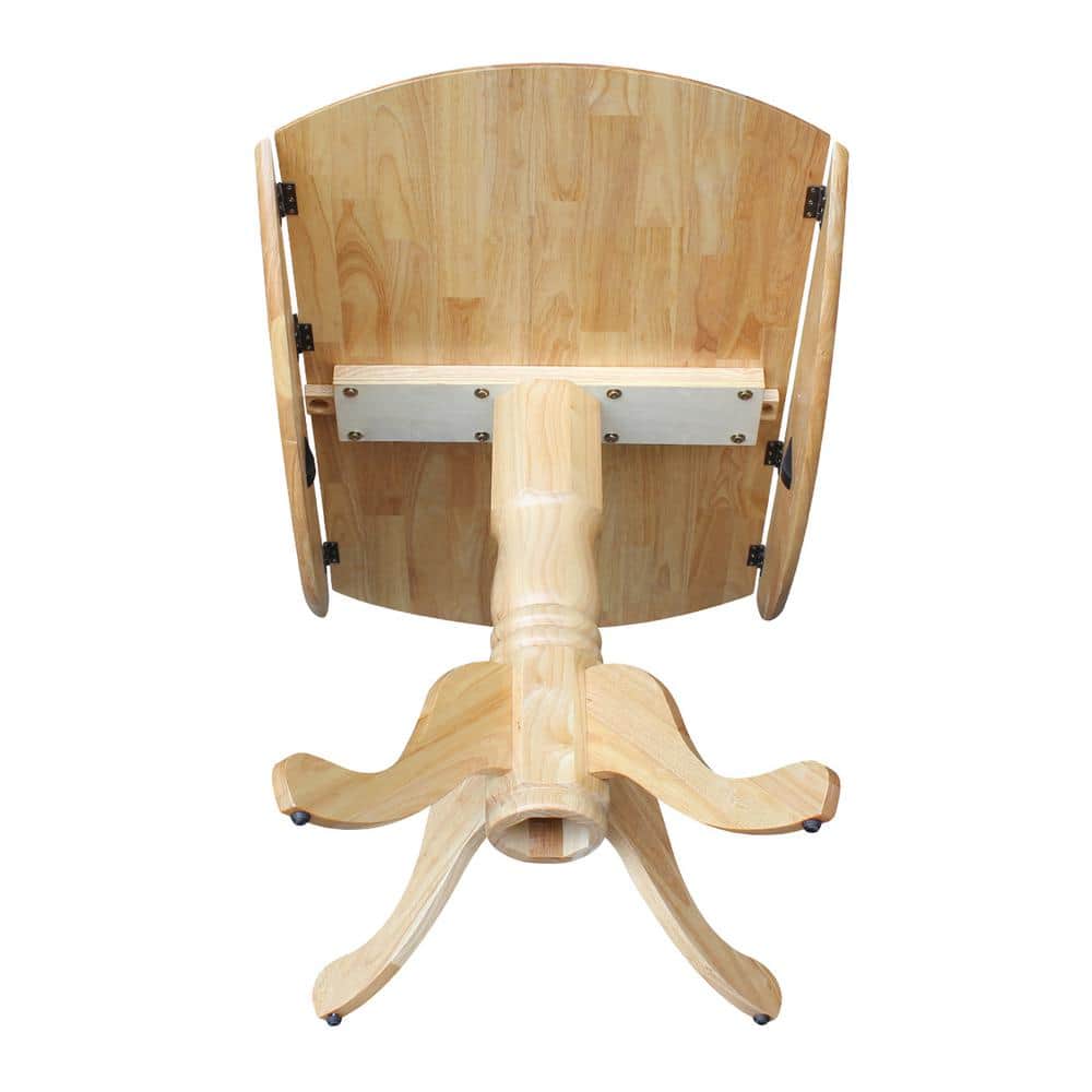 Natural Wood Round Dual Drop Leaf Dining Table