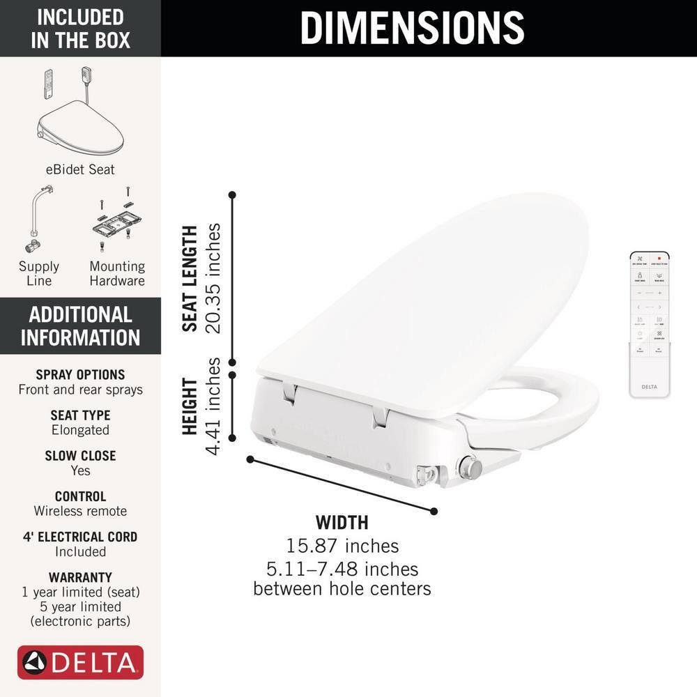 Refresh Ultimate White Elongated Electric Bidet Toilet Seat