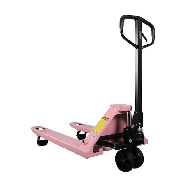 Industrial Manual Lift Pallet Jack 5,500 lbs. 48 x 27 in. Hydraulic Hand Pallet Truck Pink