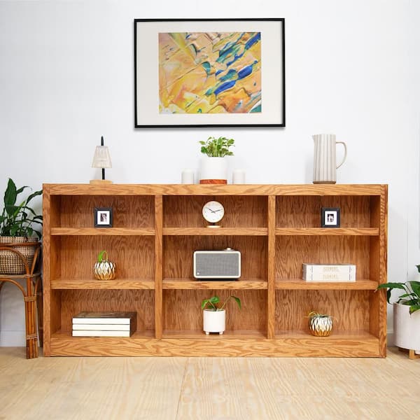 Concepts In Wood 36 in. Dry Oak Wood 9-shelf Standard Bookcase with Adjustable Shelves