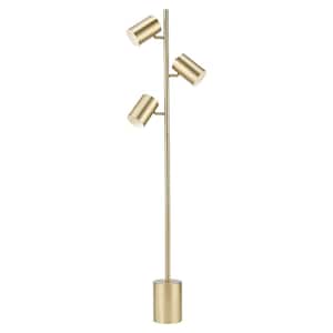 Pratt 63 in. 3-Light Matte Soft Gold Floor Lamp with Large Weighted Base