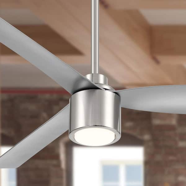 ARRANMORE LIGHTING & FANS RAVIAN 3-Blade 52 in. Indoor/Outdoor Brushed Nickel Modern Ceiling Fan with Color Select LED Light and Remote Included