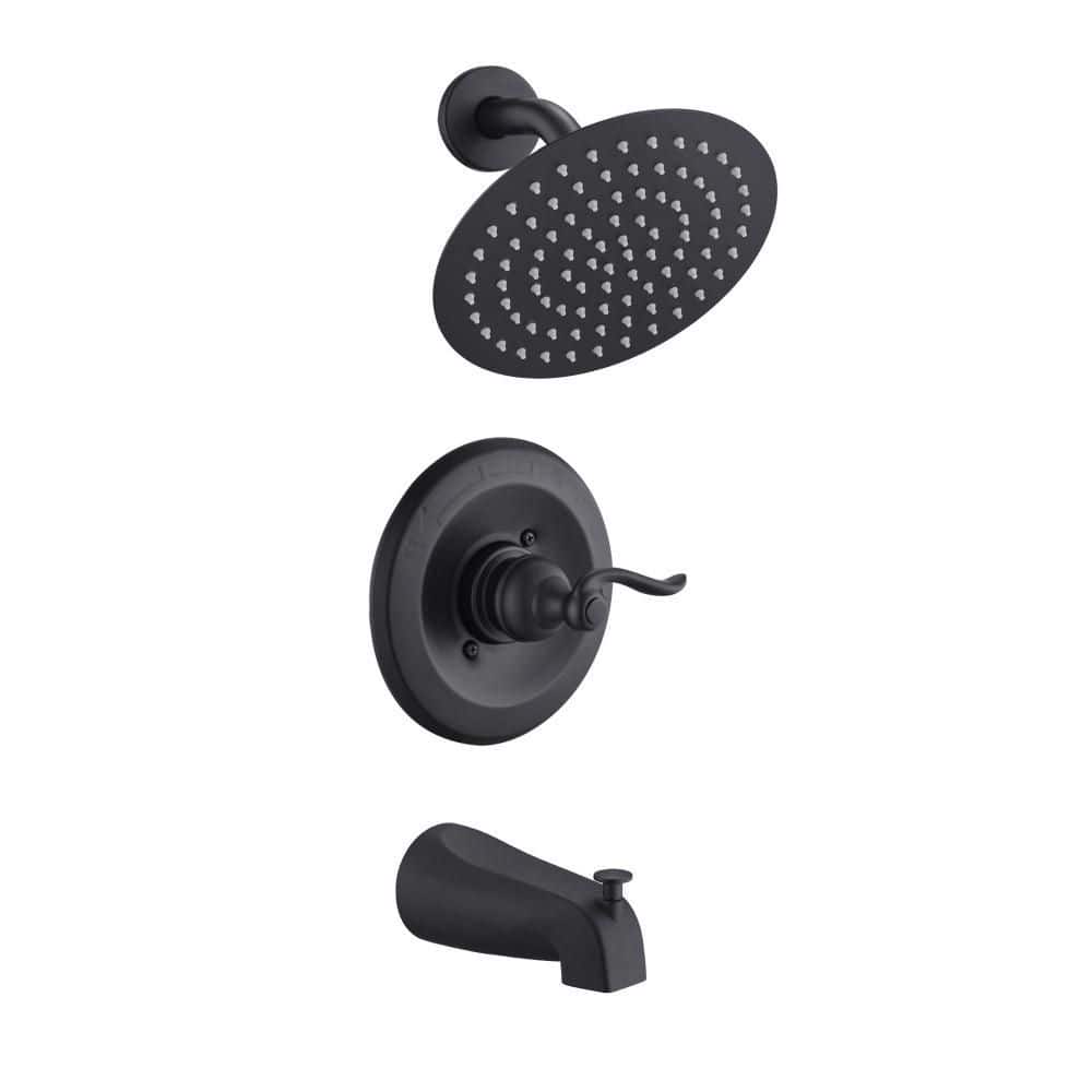 1-Handle Replacement 8 in. Rainfall Shower Faucet Tub Trim Kit in Matte Black with Tub Spout, (Valve Not Included) price history on PriceWatchPro