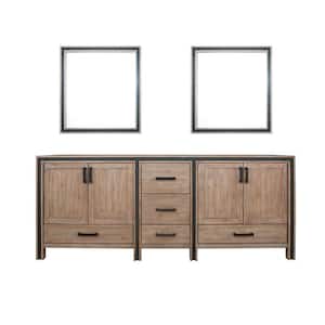 Ziva 84 in. W x 22 in. D Rustic Barnwood Double Bath Vanity without Top and 34 in Mirrors