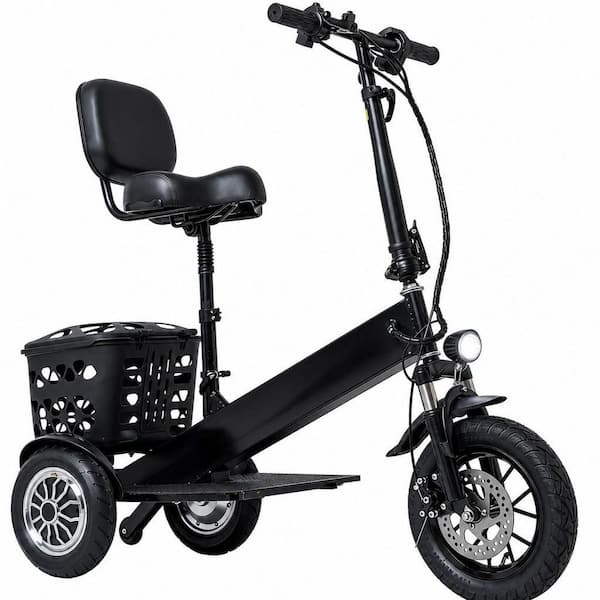 3-Wheel Mobility Electric Scooter with Charger and Basket, 300 lb. Load, Long Range, Easy Folding for Portability