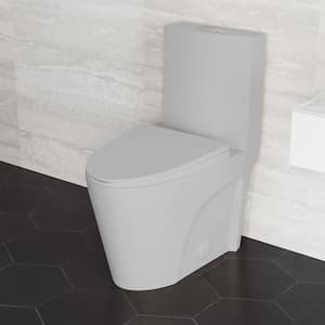 St. Tropez 1-piece 1.1/1.6 GPF Dual Flush Vortex Elongated Toilet in. Matte Grey Seat Included